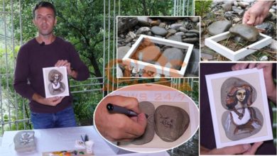 Photo of Gani Çekrezi, artisti që i jep “jetë” gurit me pikturat e veçanta