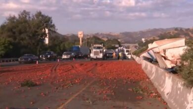 Photo of Det me domate në mes të autostradës, makinat rrëshqasin e përplasen me njëra tjetrën (Video)