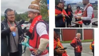 Photo of Me veshje popullore dhe përkrenaren e Skënderbeut, tifozët shqiptarë pushtojnë edhe Ishujt Faroe
