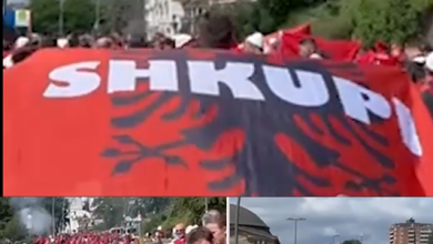 Photo of Me tupana midis Hamburgut, shqiptarët e mbulojnë “kuq e zi” qytetin gjerman (VIDEO)
