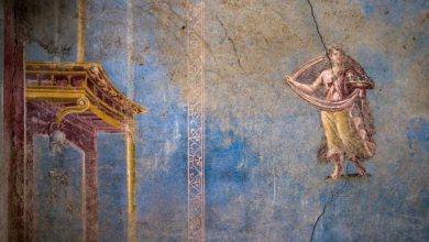 Photo of VIDEO+Foto/ Arkeologët zbulojnë një dhomë të rrallë blu me piktura murale femrash në Pompei