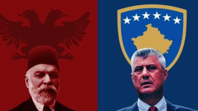 Photo of 28 Nëntori, djali i Hashim Thaçit publikon në njërën anë Ismail Qemalin, e në tjetrën babanë e tij