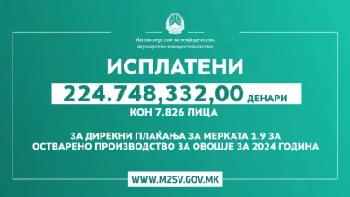 Photo of MMJPH: Ka filluar pagesa e subvencionimit të pemëve për vitin 2024 në vlerë prej 224 milionë denarëve