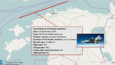 Photo of Estonia publikon hartën e fluturimit të tre aeroplanëve rusë që shkelën hapësirën e saj ajrore