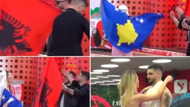 Photo of Shqipëria dhe Kosova ‘bëhen një’ në BBVA – Selin me flamurin e Kosovës, Gimbo me flamurin kuq e zi në festën e beqarisë