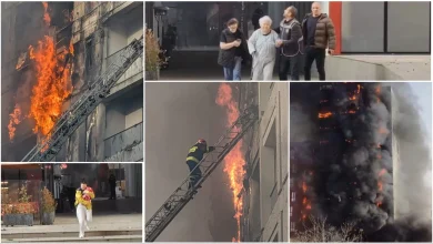 Photo of LIVE/ Digjet i gjithë pallati përballë spitalit “Nënë Tereza”, evakuohen banorët. 7 të asfiksuar, të moshuarit ndihmohen të dalin nga flakët, zjarrfikësit dhe helikopterët tre orë në luftë me zjarrin