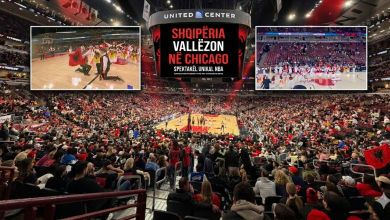 Photo of Shqipëria vallëzon në Chicago, spektakël unikal para ndeshjes në NBA