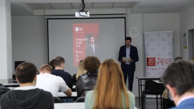Photo of Meidani në Shkup ligjëron para studentëve të University American College