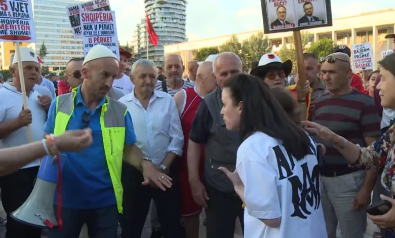 Video  Tensione në protestë  emigrantja me fëmijën në dorë i drejtohet ashpër organizatorit Kola  Kush je ti që më drejton  S duam të shkojmë te Kryeministria