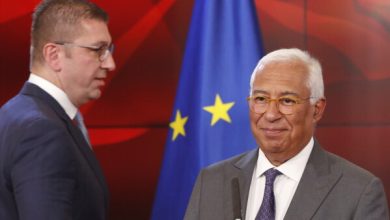 Photo of Antonio Costa për vizitë në Shkup në takim me kryeministrin Hristian Mickoski