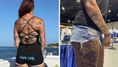 Photo of Gruaja fiton rekordin botëror Guinness me 106 tatuazhe peshkaqeni (FOTO)