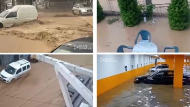 Photo of Pamje dramatike nga Rahoveci, veturat luftojnë me ujin në rrugët e përmbytura (VIDEO)