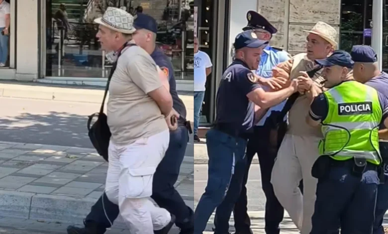 Protagonist në tensionet me policinë gjatë protestës para Kuvendit  shoqërohet aktivisti Altin Goxhaj