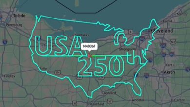 Photo of Fluturim spektakolar, piloti krijon mbishkrimin “USA 250th” në qiell