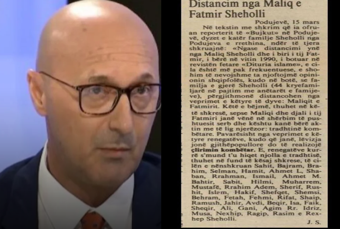 Farefisi i Fatmir Shehollit  që në fillimvitet  90  distancohet publikisht prej tij dhe babës së tij  DOKUMENT 