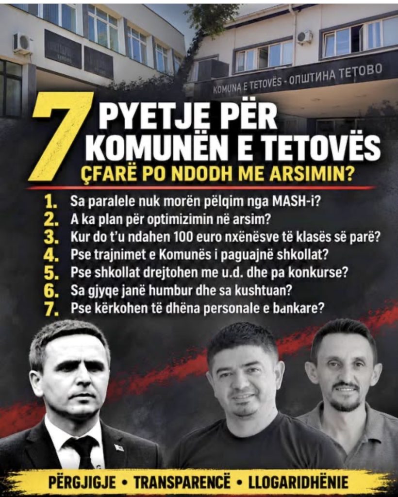 BDI ngre 7 pyetje për arsimin në Tetovë   Ku janë 100 eurot për nxënësit dhe pse mungon transparenca  