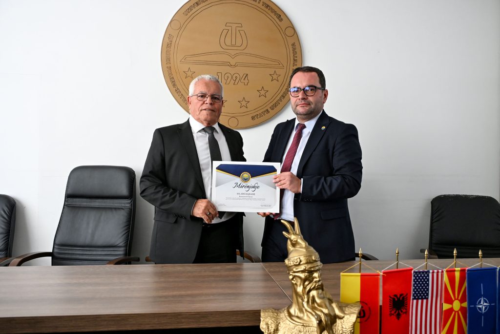 Rektori i Universitetit të Tetovës Prof  Dr  Kushtrim Ahmeti e priti në takim veprimtarin Selami Bajrami