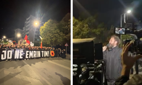 protesta-te-ministria-e-drejtesise-clirim-haziri-donike-procedo-ligjin-ne-tavoline-e-ki-dinjitetin-e-kombit-e-dinjitetin-tone