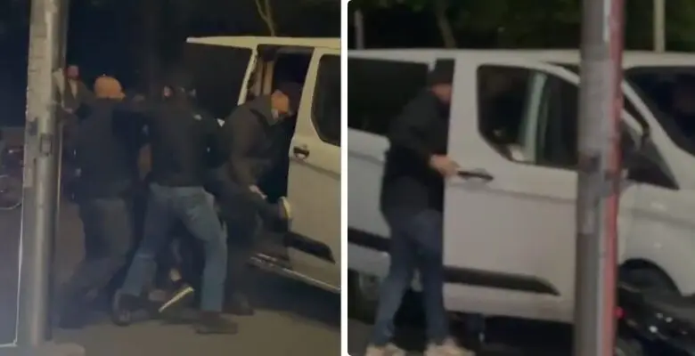  VIDEO  Shqetësuese  Kush janë këta civilë që po grabisin me forcë protestuesit dhe i fusin në furgon 