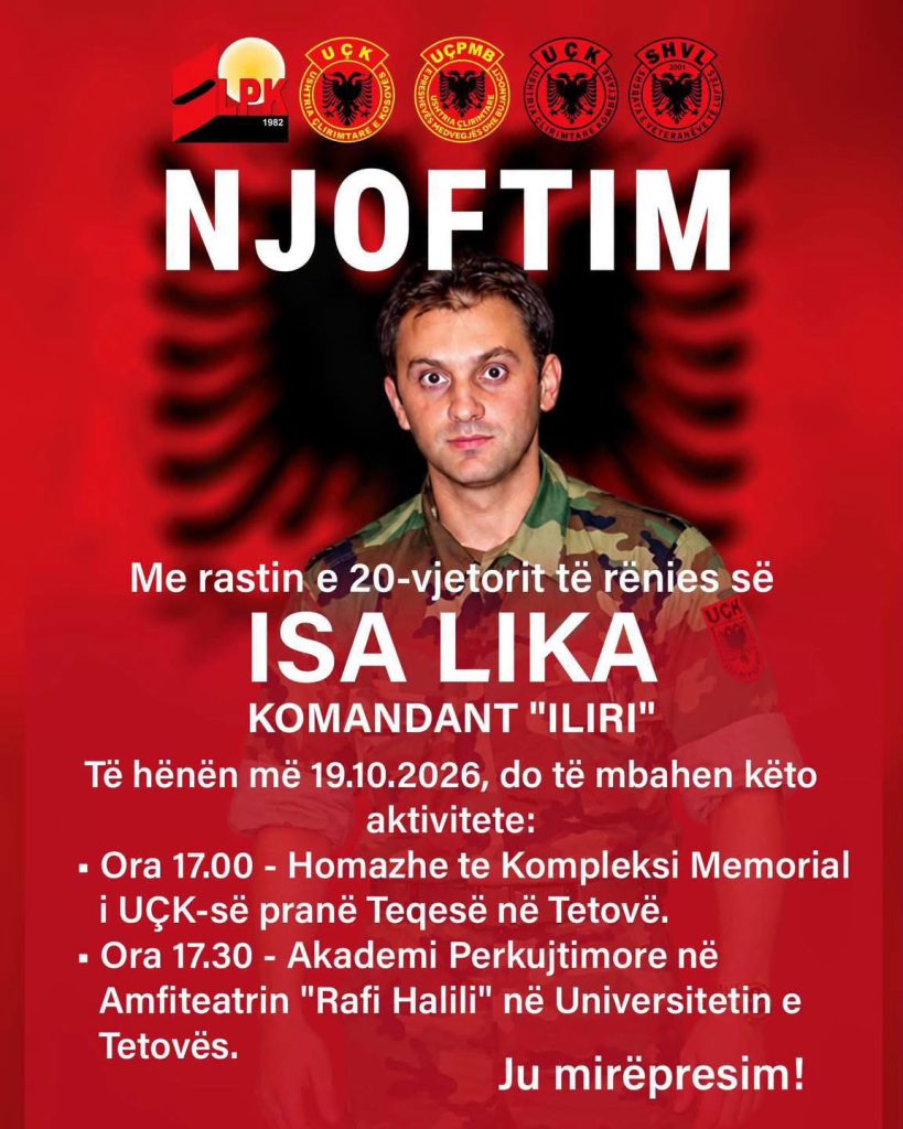 Faton Ahmeti  Sakrifica e Komandant Ilirit  Isa Likës  do të kujtohet përjetësisht