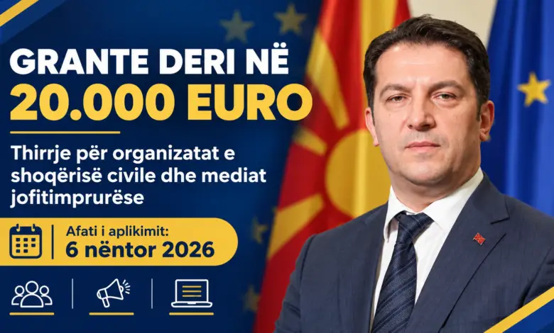 Zëvendëskryeministri i Parë  Bekim Sali fton organizatat e shoqërisë civile dhe mediat jofitimprurëse të aplikojnë për grante deri në 20 mijë euro