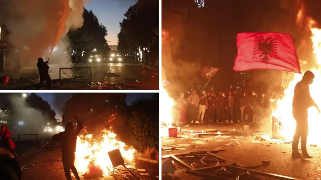 mbi-8-ore-mes-gureve-e-flakeve-protestuesit-e-dhunshem-u-shperndane-nga-policia-me-gaz-lotsjelles-dhe-shkopinj-gome-disa-te-plagosur-40-te-arrestuar-pezullohen-5-efektive